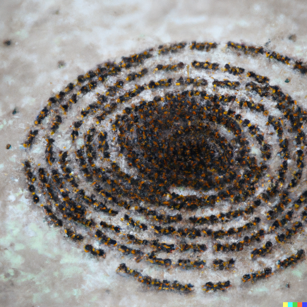 Мурашине коло смерті. Дефект у поведінці мурах, який змушує їх бігати по колу аж до самої смерті. Ants mill. Ants death circle.
